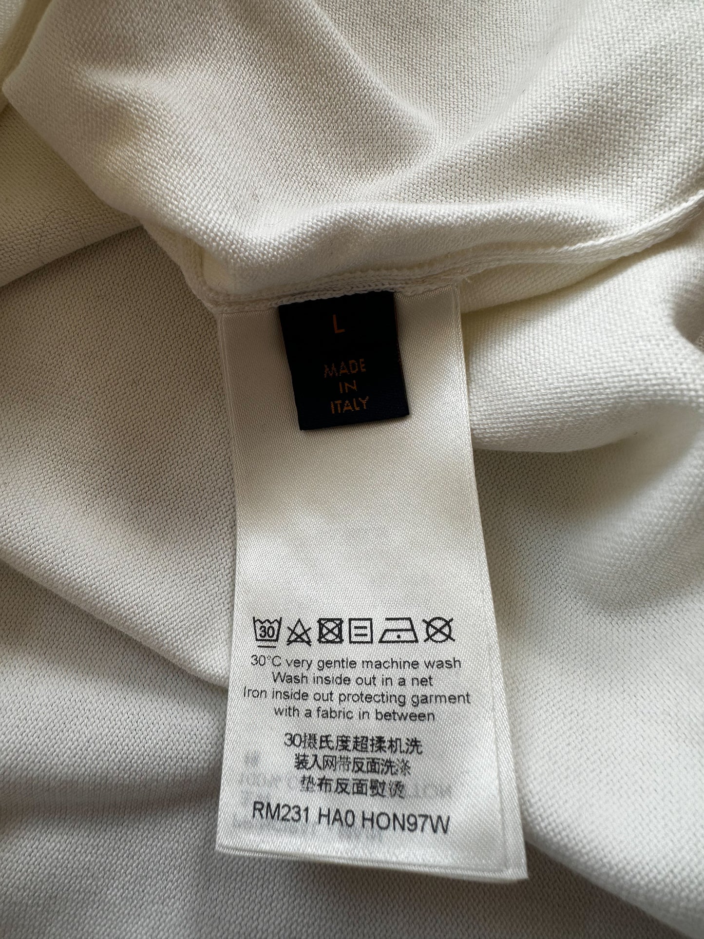 Louis Vuitton White Multicolor Logos Intarsia T-Shirt