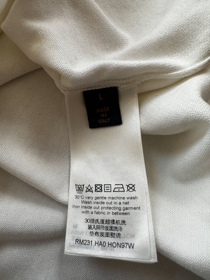 Louis Vuitton White Multicolor Logos Intarsia T-Shirt