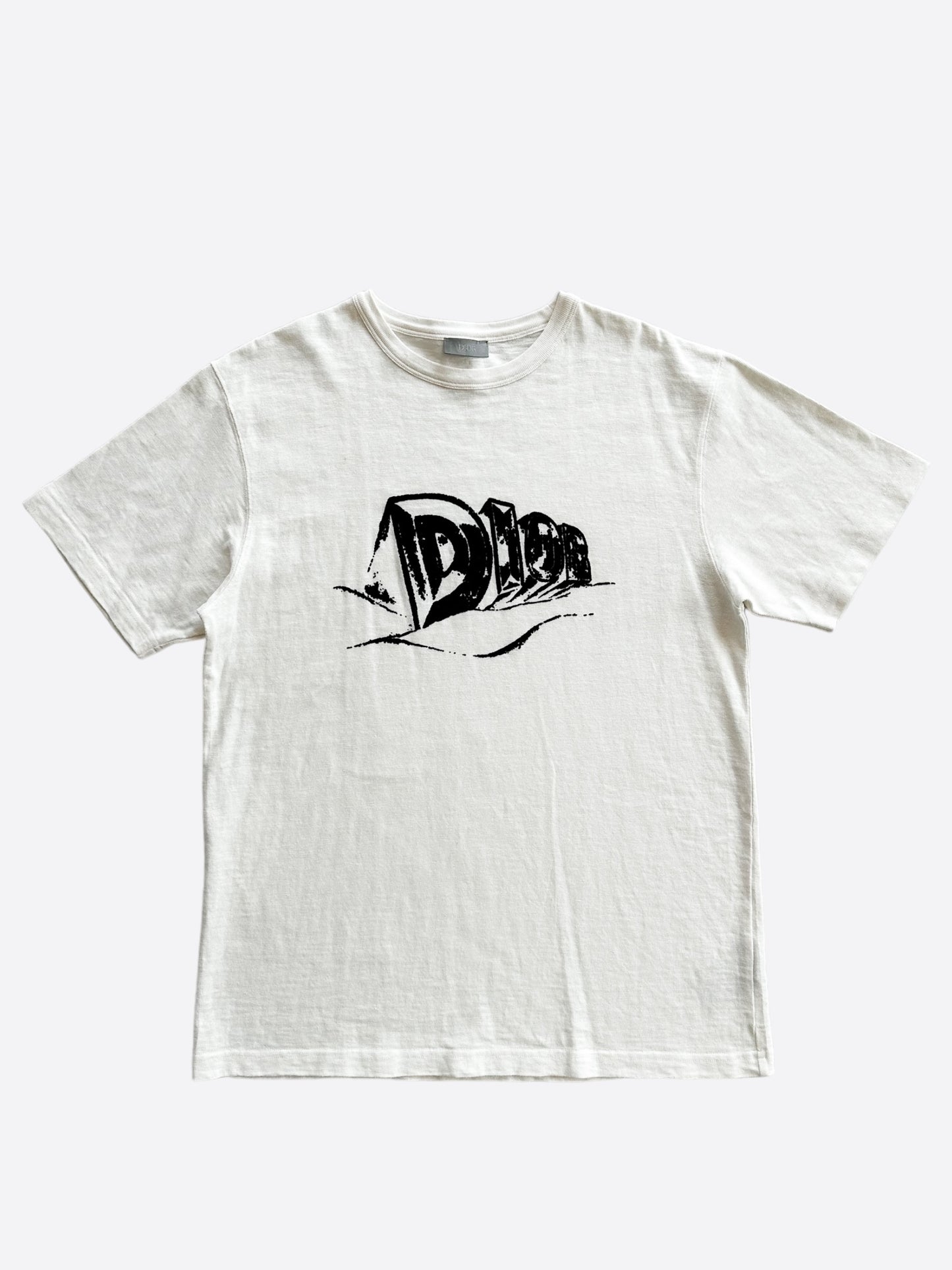 Dior White & Black Velour Logo T-Shirt