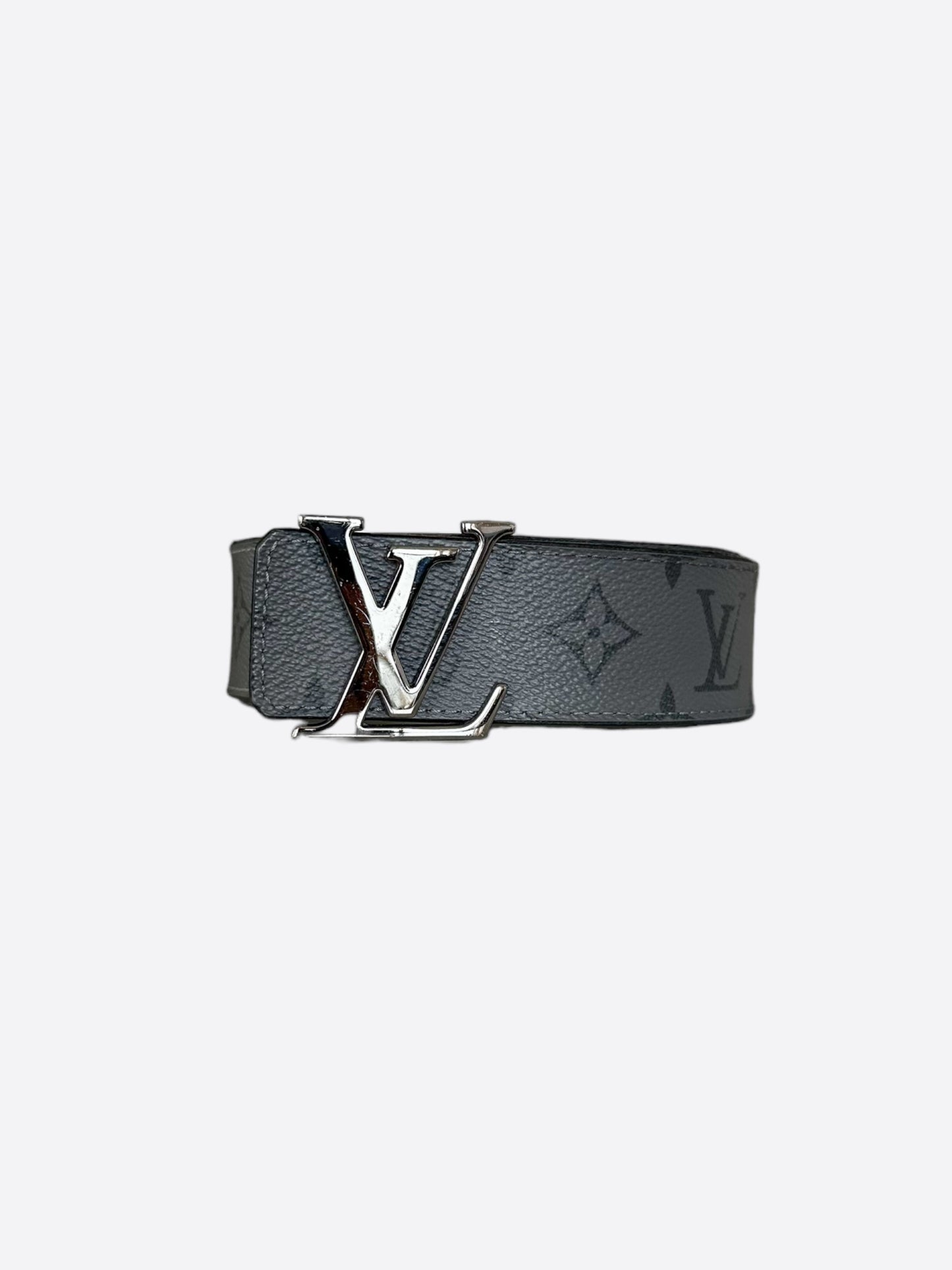 Louis Vuitton Grey Monogram Silver Logo Belt