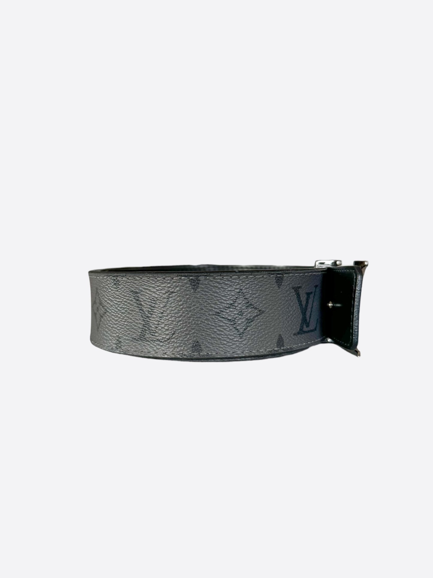 Louis Vuitton Grey Monogram Silver Logo Belt