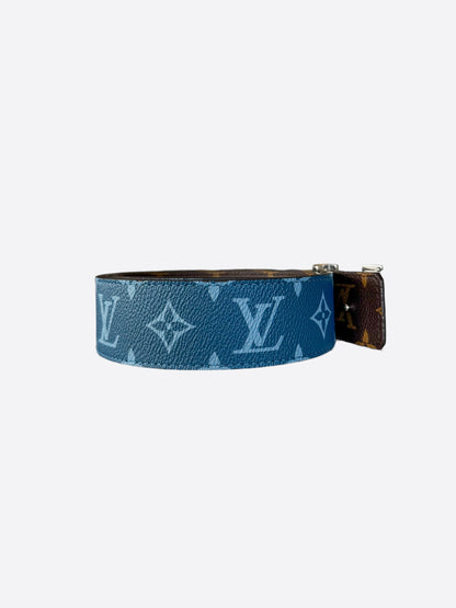 Louis Vuitton Blue & Brown Monogram Reversible Belt