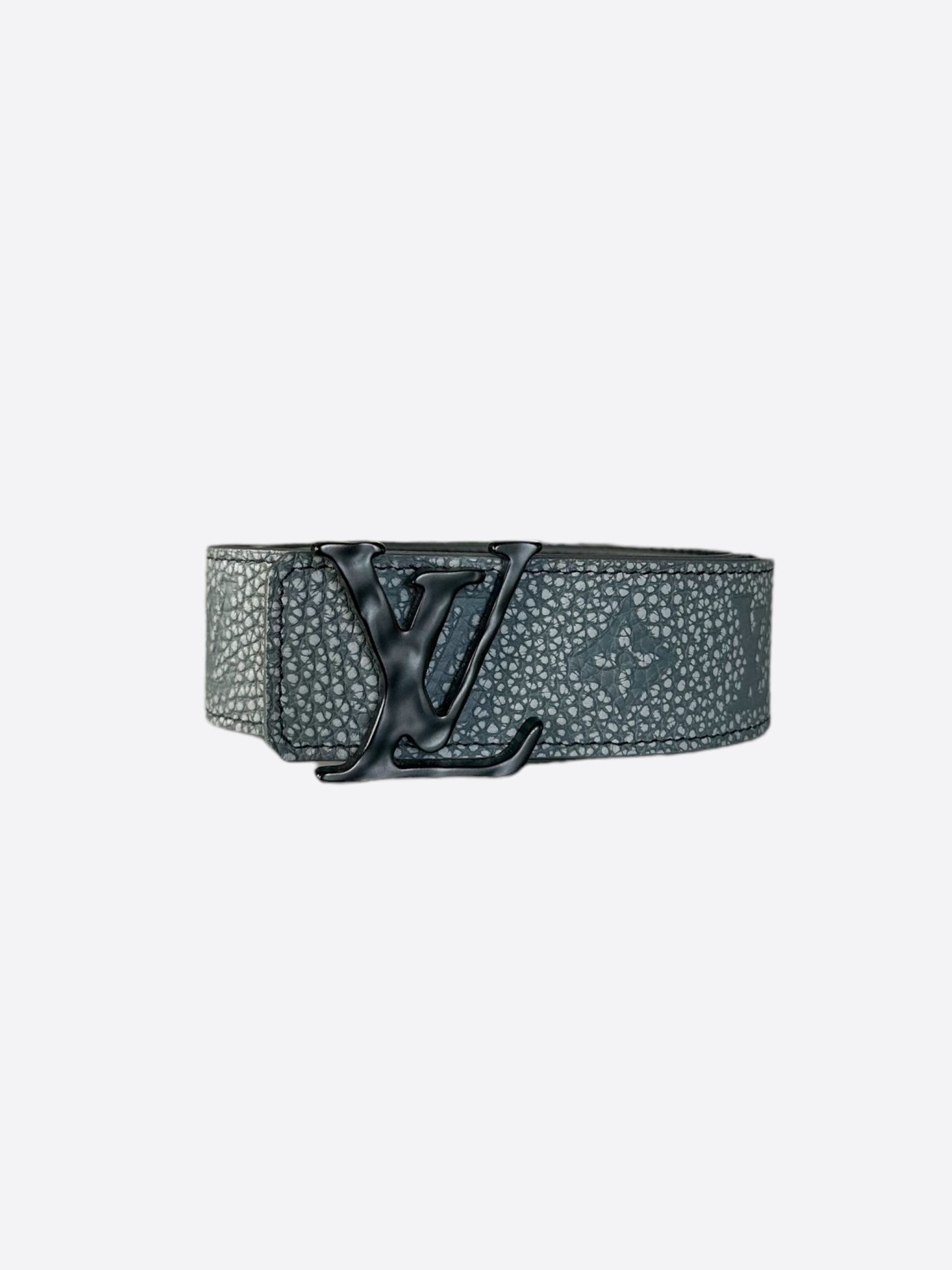 Louis Vuitton Grey & Black Taurillon Monogram Belt