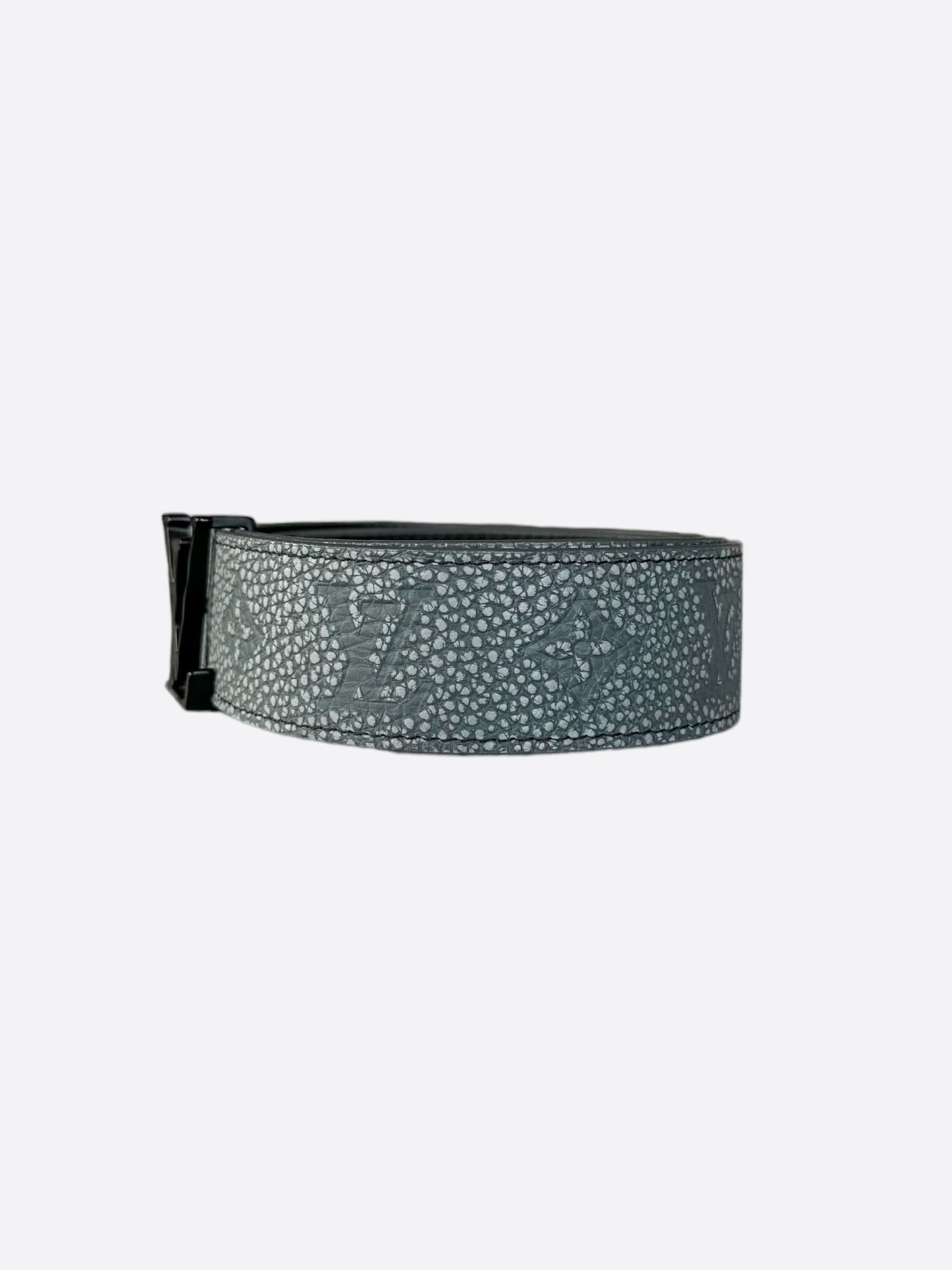 Louis Vuitton Grey & Black Taurillon Monogram Belt