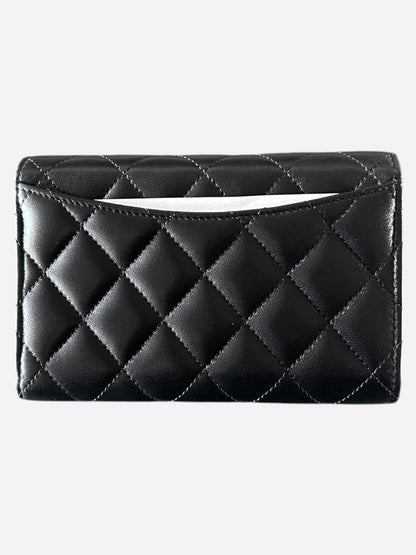 Chanel Black Lambskin Quilted Flap Wallet