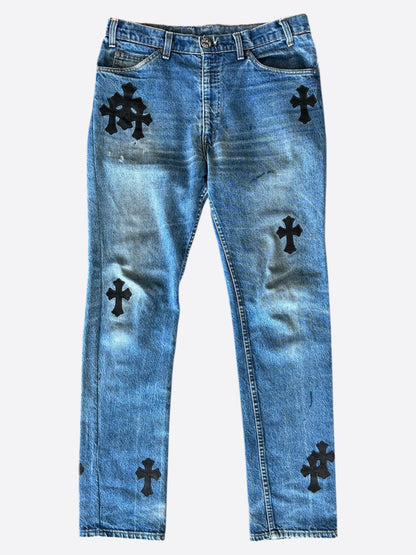 Chrome Hearts Levis Blue & Black Cross Patch Jeans