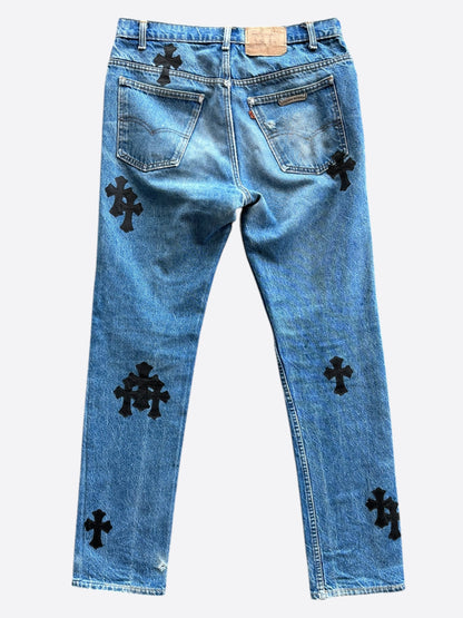 Chrome Hearts Levis Blue & Black Cross Patch Jeans
