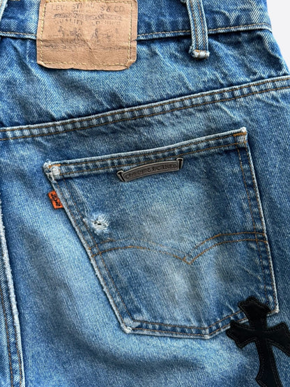 Chrome Hearts Levis Blue & Black Cross Patch Jeans