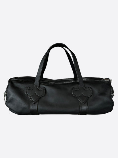 Chrome Hearts Black Leather Duffel Bag