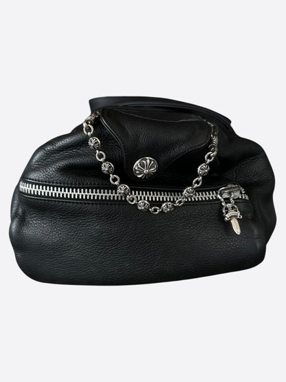 Chrome Hearts Black Leather Duffel Bag