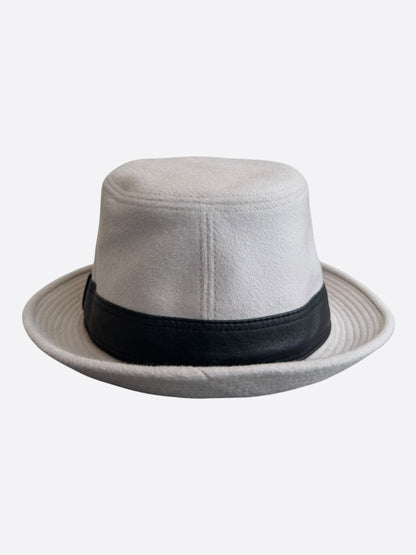 Hermes White & Black Cashmere Fedora