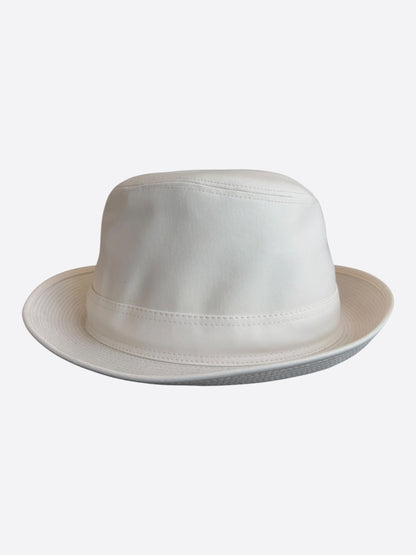 Hermes White Embroidered Logo Fedora