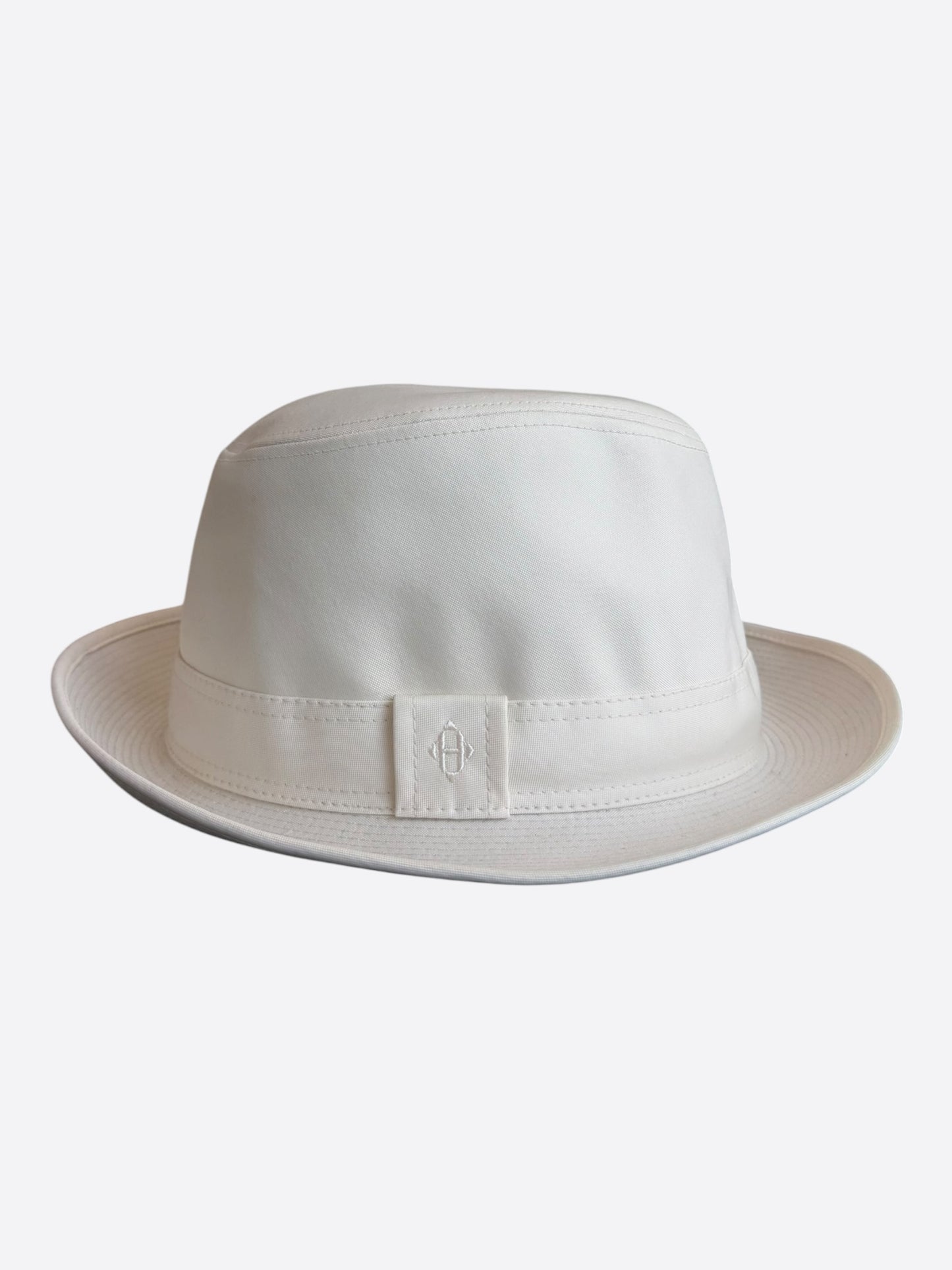 Hermes White Embroidered Logo Fedora