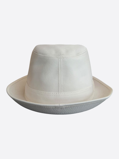 Hermes White Embroidered Logo Fedora