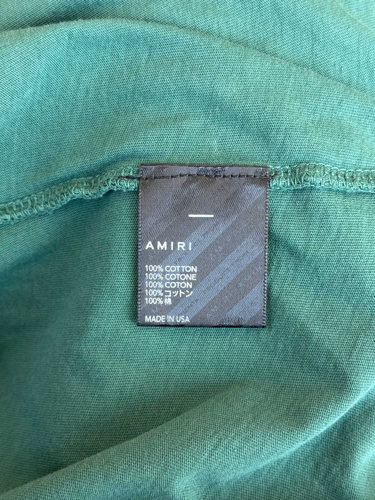 Amiri Green & White Collegiate Logo T-Shirt