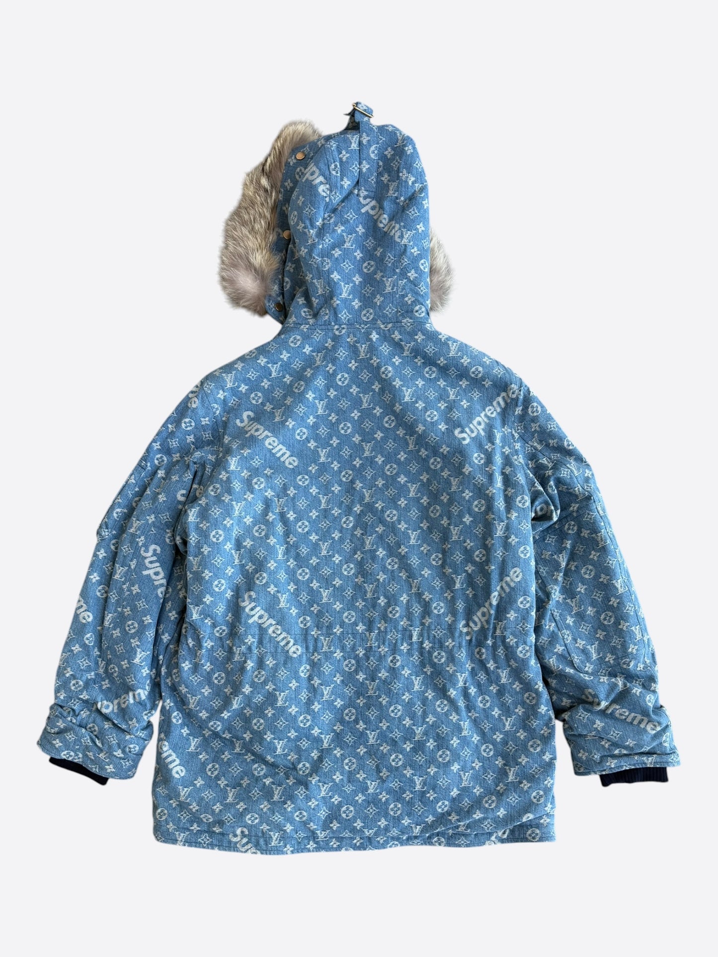 Louis Vuitton Supreme Blue Monogram Denim Parka