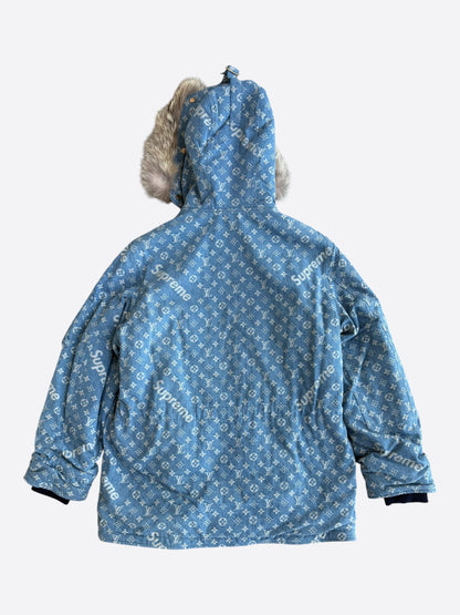Louis Vuitton Supreme Blue Monogram Denim Parka