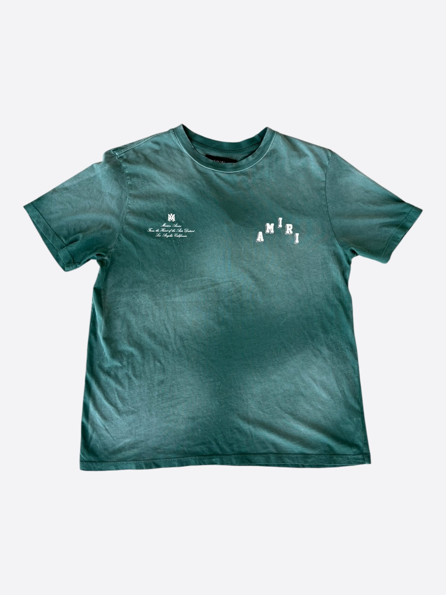 Amiri Green & White Collegiate Logo T-Shirt