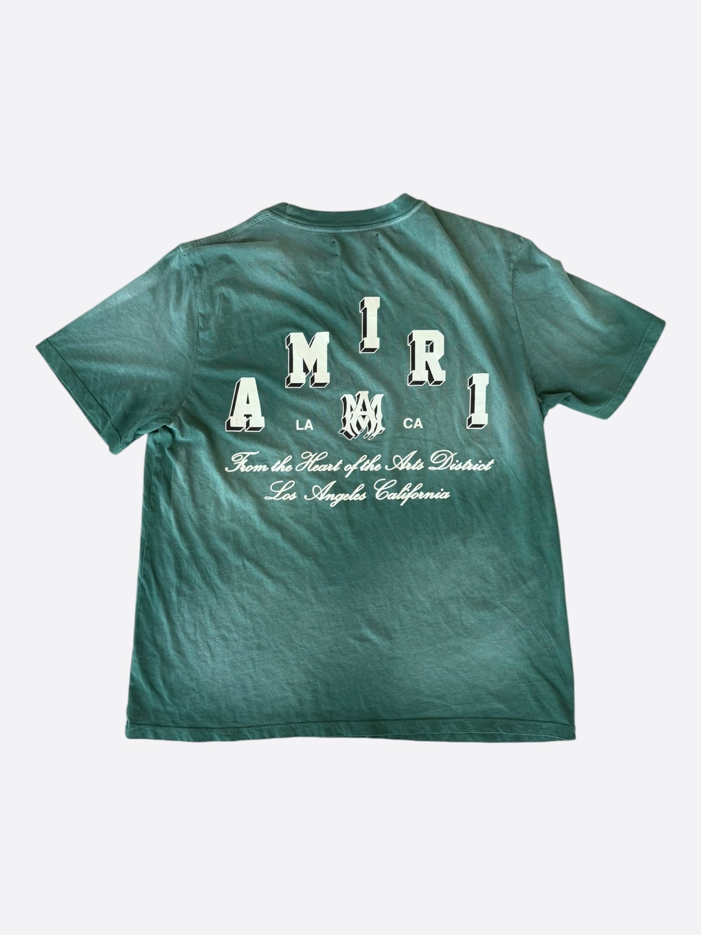 Amiri Green & White Collegiate Logo T-Shirt