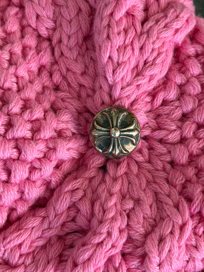 Chrome Hearts Pink & White Cross Patch Cashmere Beanie