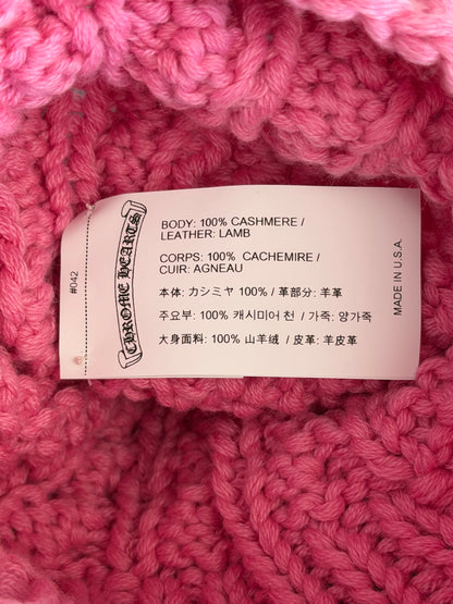 Chrome Hearts Pink & White Cross Patch Cashmere Beanie