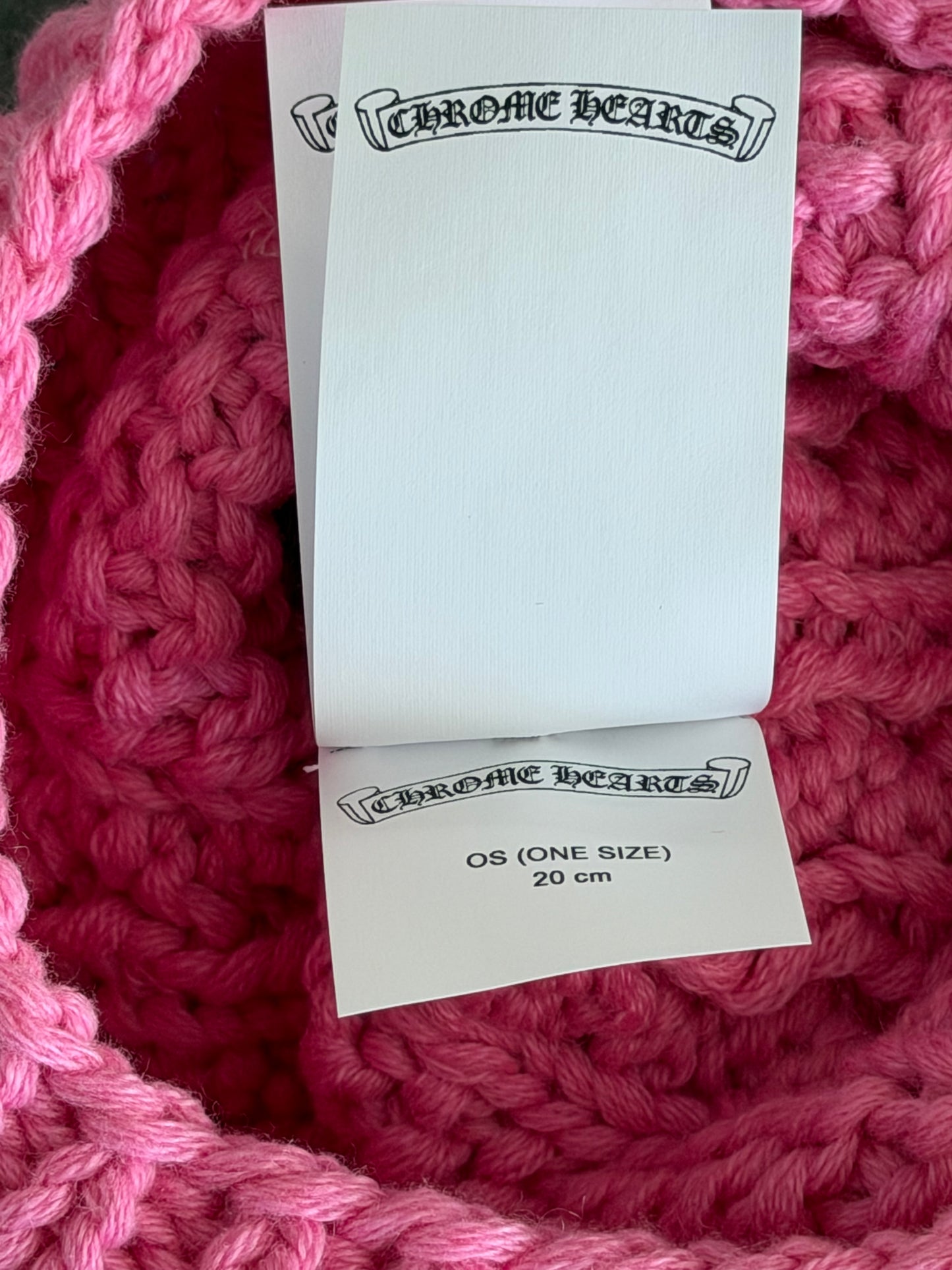 Chrome Hearts Pink & White Cross Patch Cashmere Beanie
