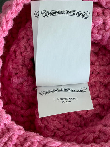 Chrome Hearts Pink & White Cross Patch Cashmere Beanie