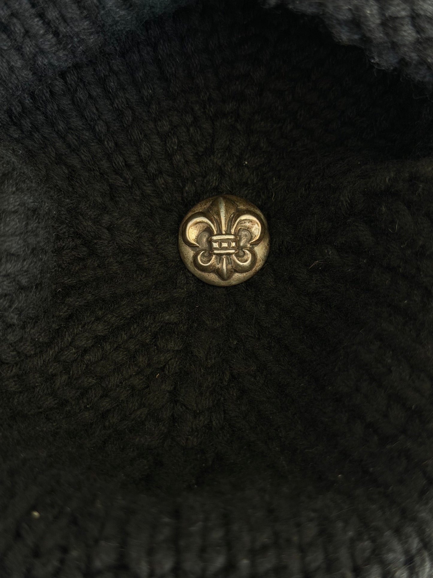 Chrome Hearts Black Fleur Patch Cashmere Beanie