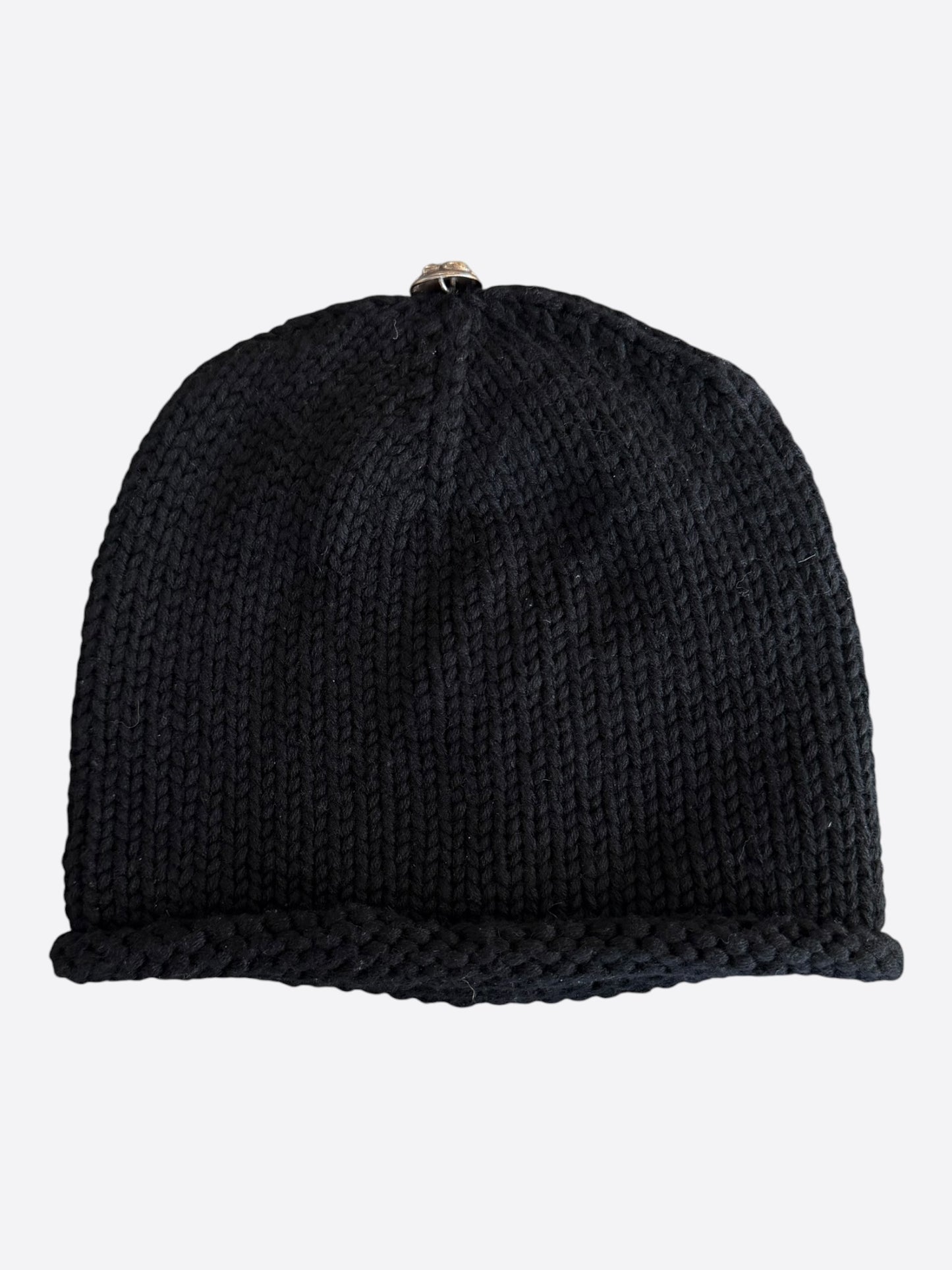 Chrome Hearts Black Fleur Patch Cashmere Beanie