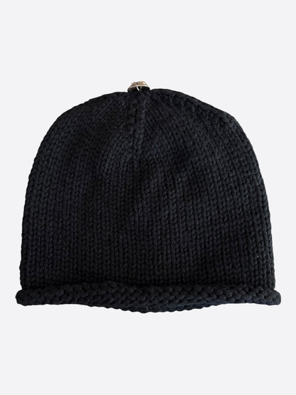 Chrome Hearts Black Fleur Patch Cashmere Beanie