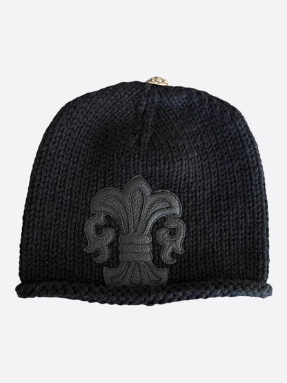 Chrome Hearts Black Fleur Patch Cashmere Beanie