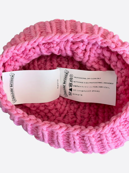 Chrome Hearts Pink & White Cross Patch Cashmere Beanie