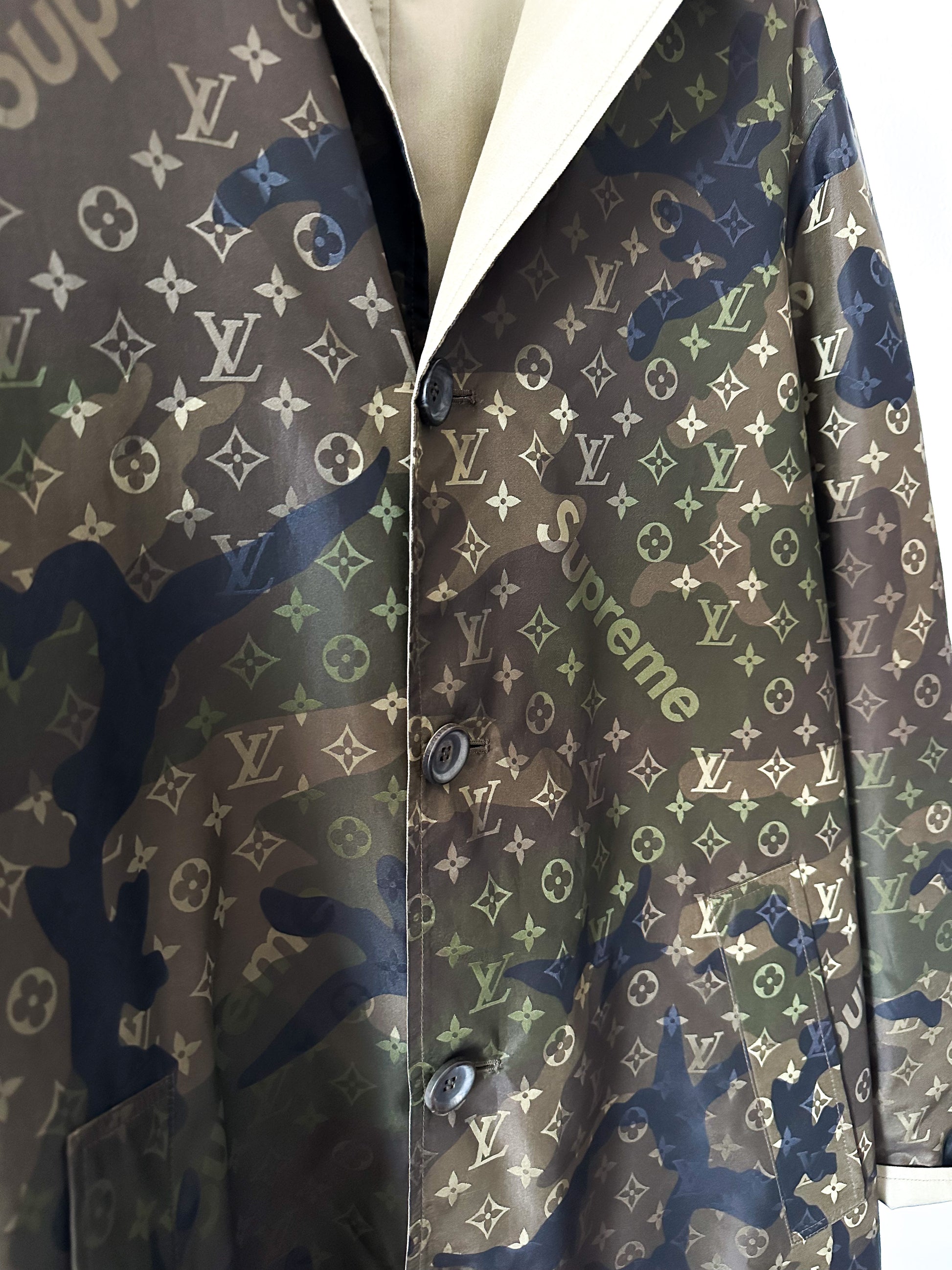 Louis Vuitton Camo Monogram Silk Button Up Shirt – Savonches