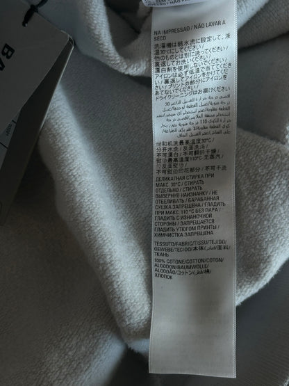Balenciaga Grey & Red Metal Logo Distressed Hoodie
