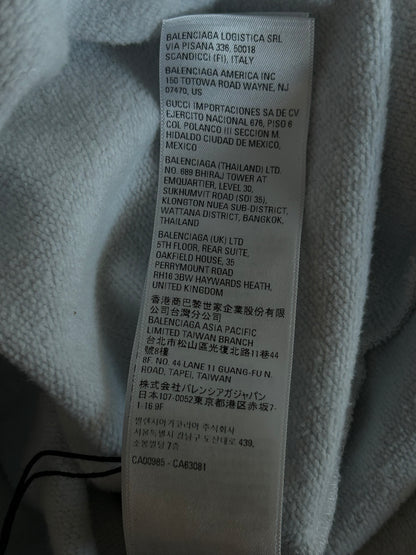 Balenciaga Grey & Red Metal Logo Distressed Hoodie