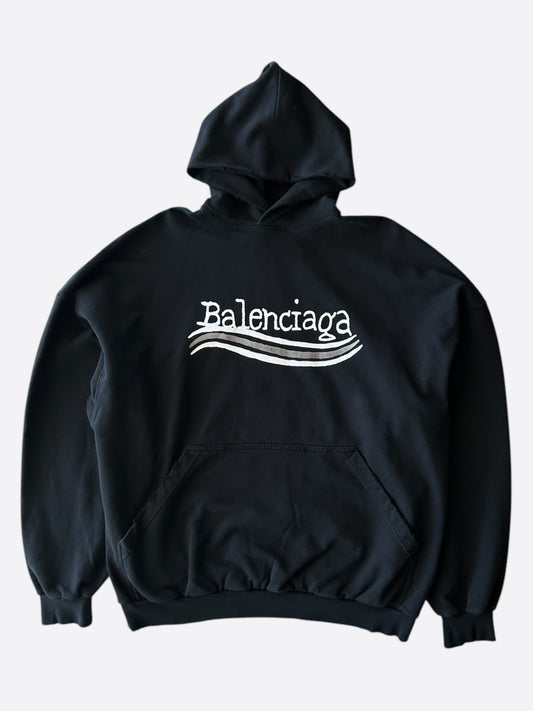 Balenciaga Black & White Campaign Logo Hoodie