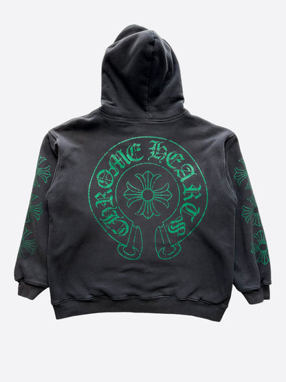 Chrome Hearts Black & Green Horseshoe Logo Hoodie