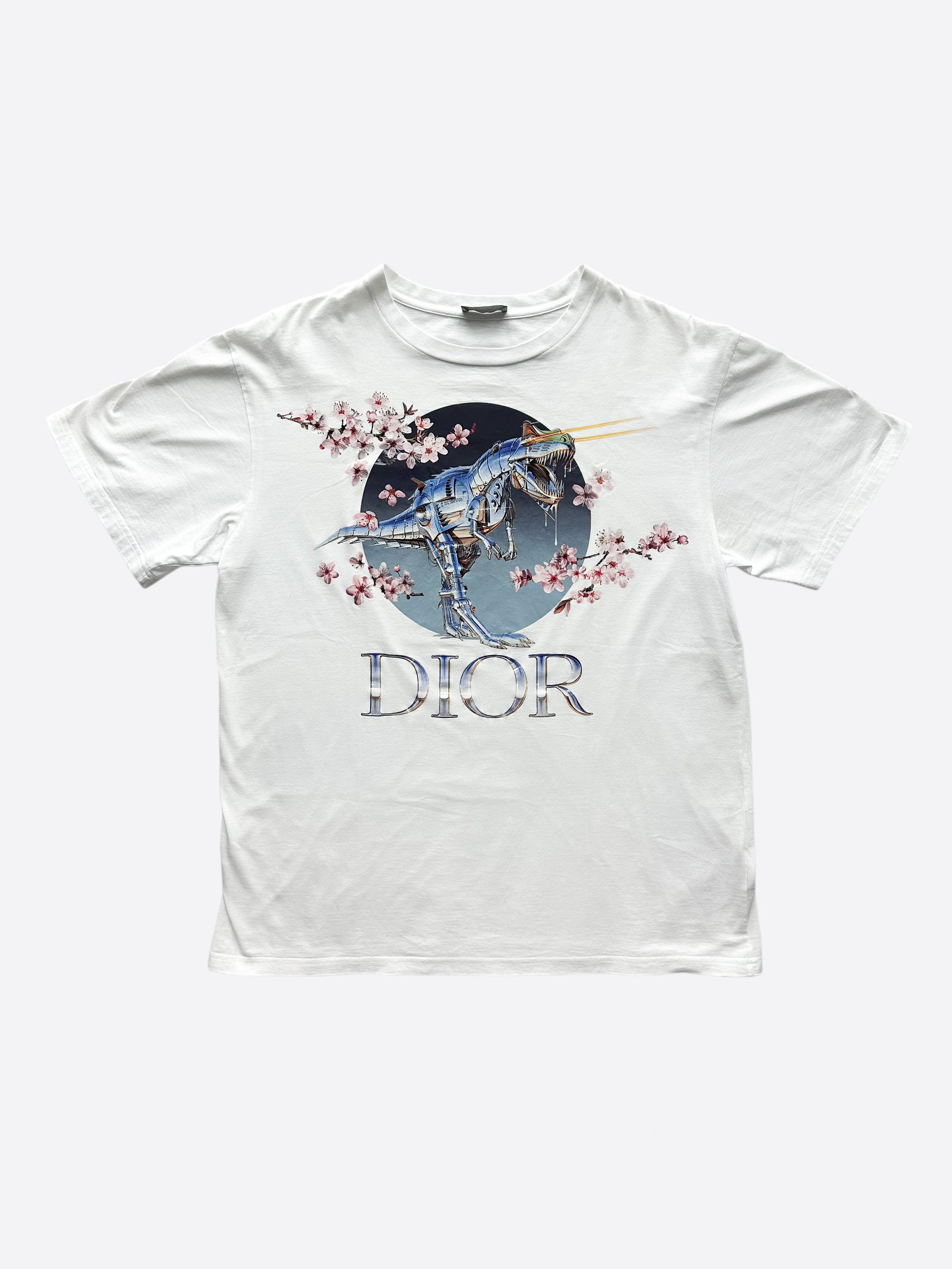 Dior Sorayama White Dinosaur Logo T-Shirt â Savonches
