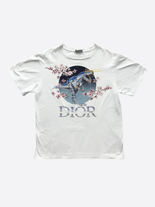 Dior Sorayama White Dinosaur Logo T-Shirt