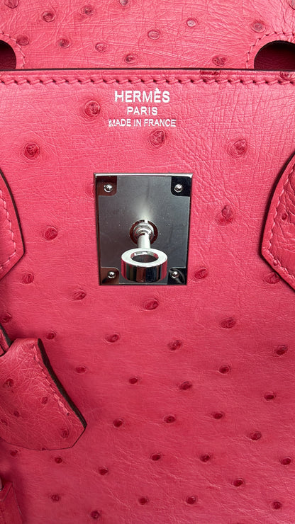 Hermès Pink Ostrich & Palladium Hardware Birkin 30