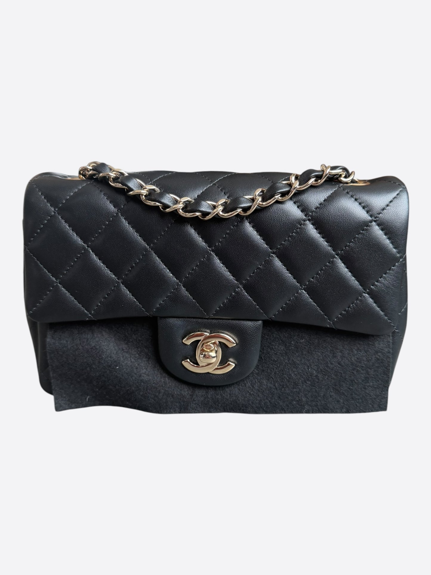Chanel Black Lambskin Mini Rectangular Classic Flap Bag
