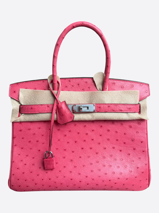 Hermès Pink Ostrich & Palladium Hardware Birkin 30