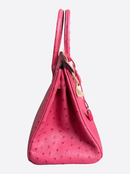 Hermès Pink Ostrich & Palladium Hardware Birkin 30