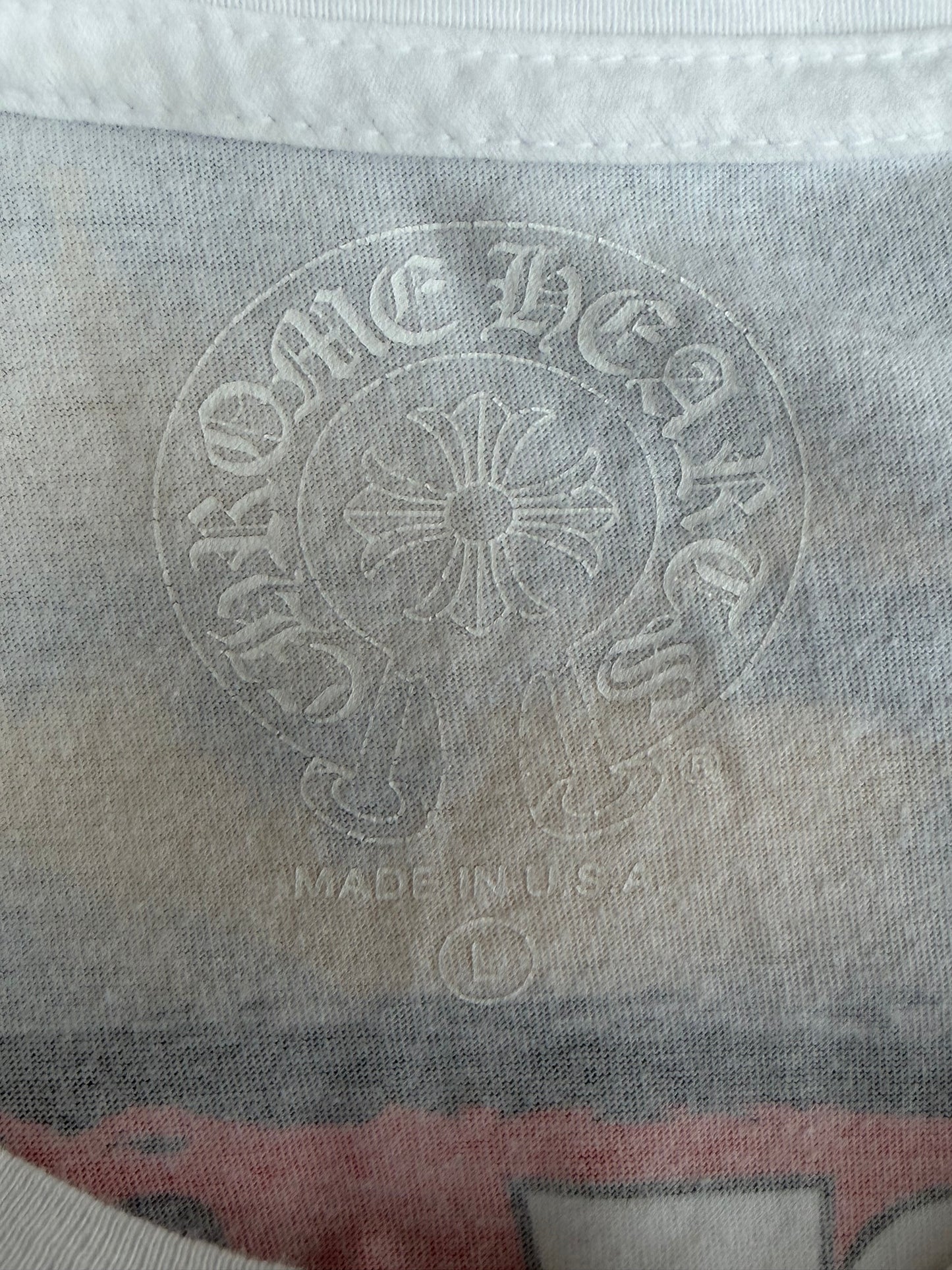 Chrome Hearts White Fire of Love Horseshoe Logo T-Shirt