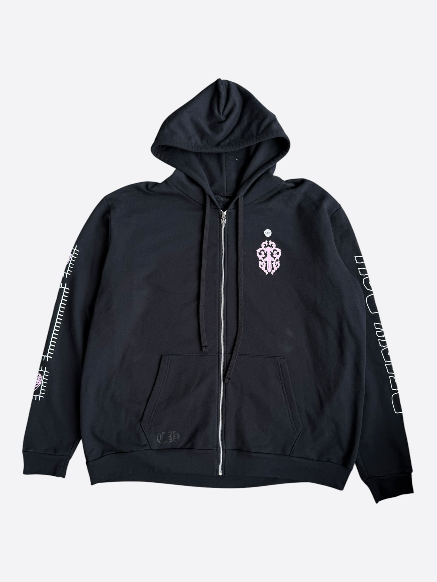 Chrome Hearts Black, White & Pink Deadly Doll Zip Up Hoodie