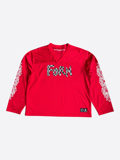 Chrome Hearts Matty Boy Red Form Mesh Jersey Longsleeve T-Shirt