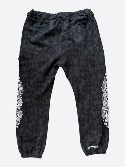 Chrome Hearts Black & White Horseshoe Logo Cemetery Cross Jacquard Sweatpants