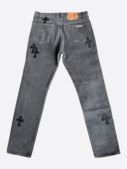 Chrome Hearts Levis Grey & Black Cross Patch Jeans