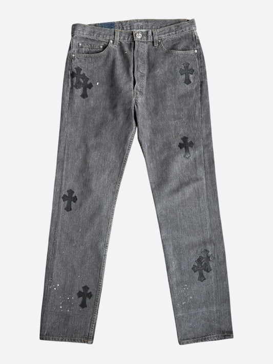Chrome Hearts Levis Grey & Black Cross Patch Jeans