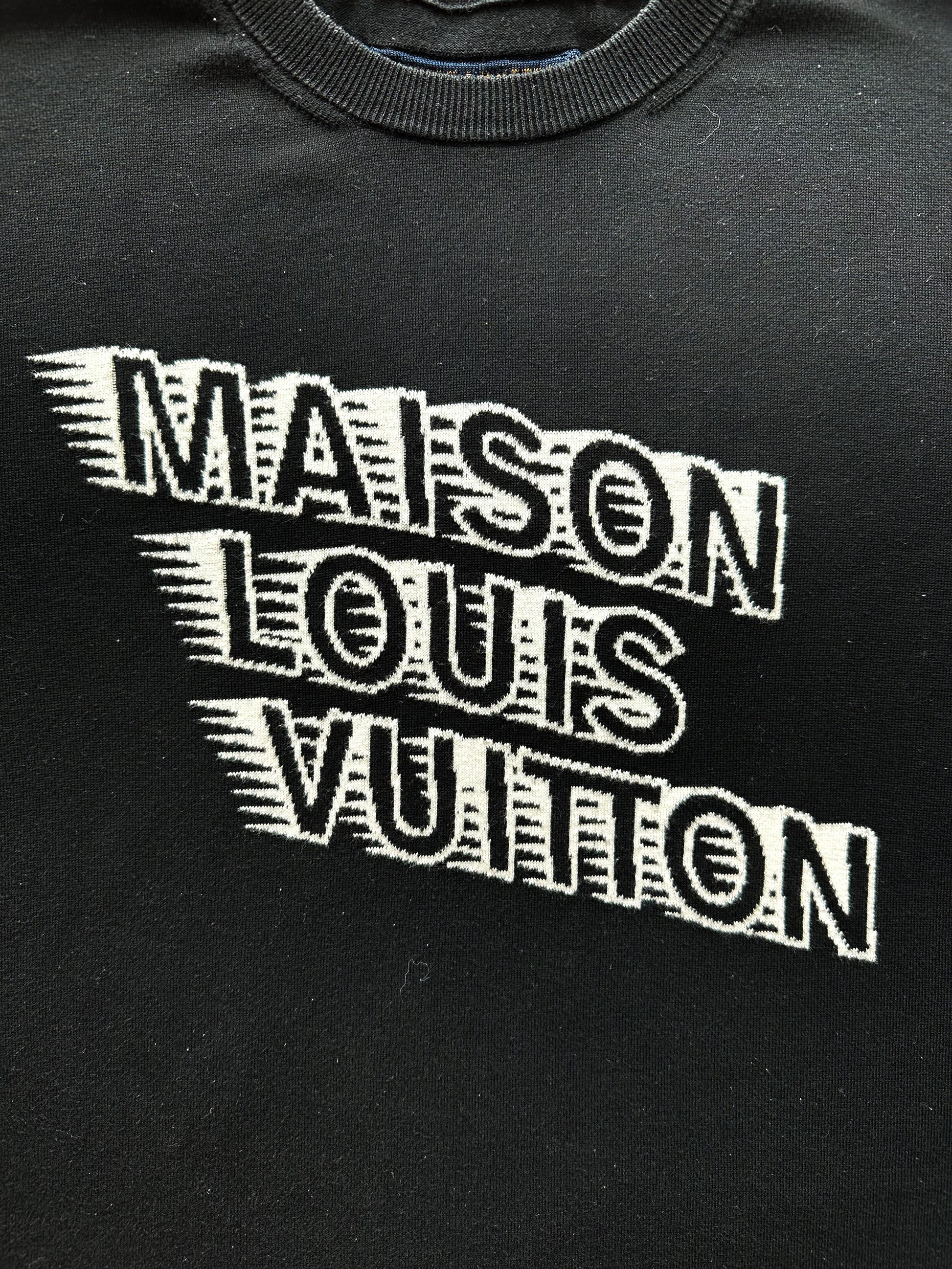 Louis Vuitton Black Cotton Graphic Intarsia Crew Neck T-Shirt L Louis  Vuitton